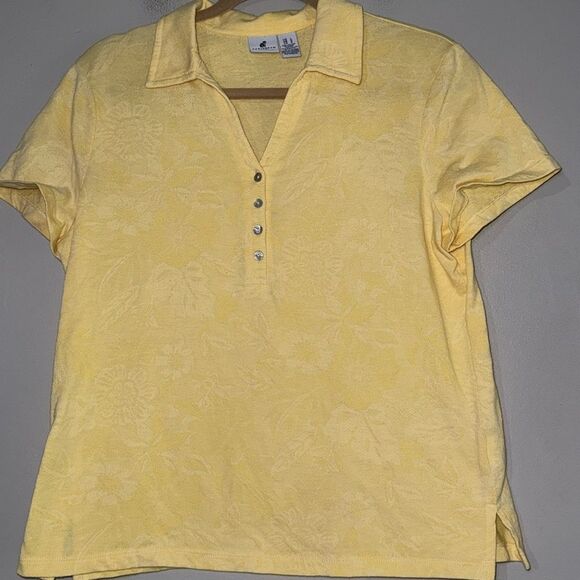 Caribbean Joe Yellow Fitted Polo Button Down Shirt - Picture 6 of 13